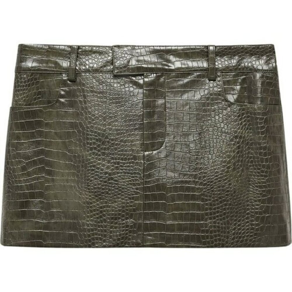Mango Croc-Embossed Faux Leather Mini Skirt
